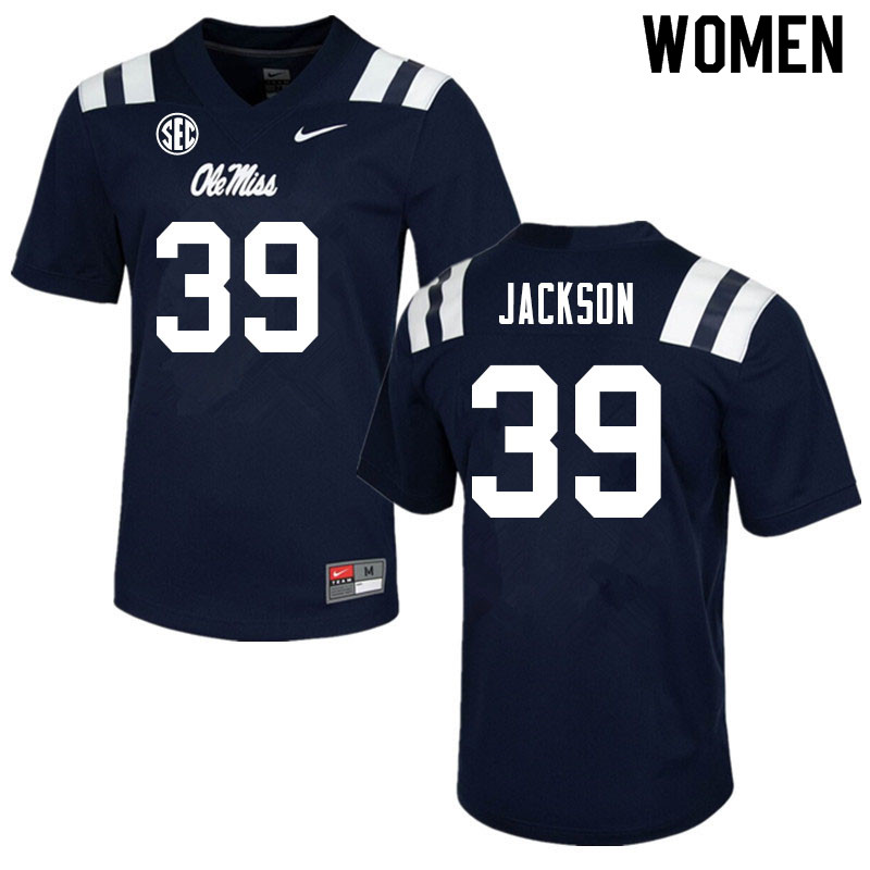 Women #39 Dink Jackson Ole Miss Rebels College Football Jerseys Sale-Navy